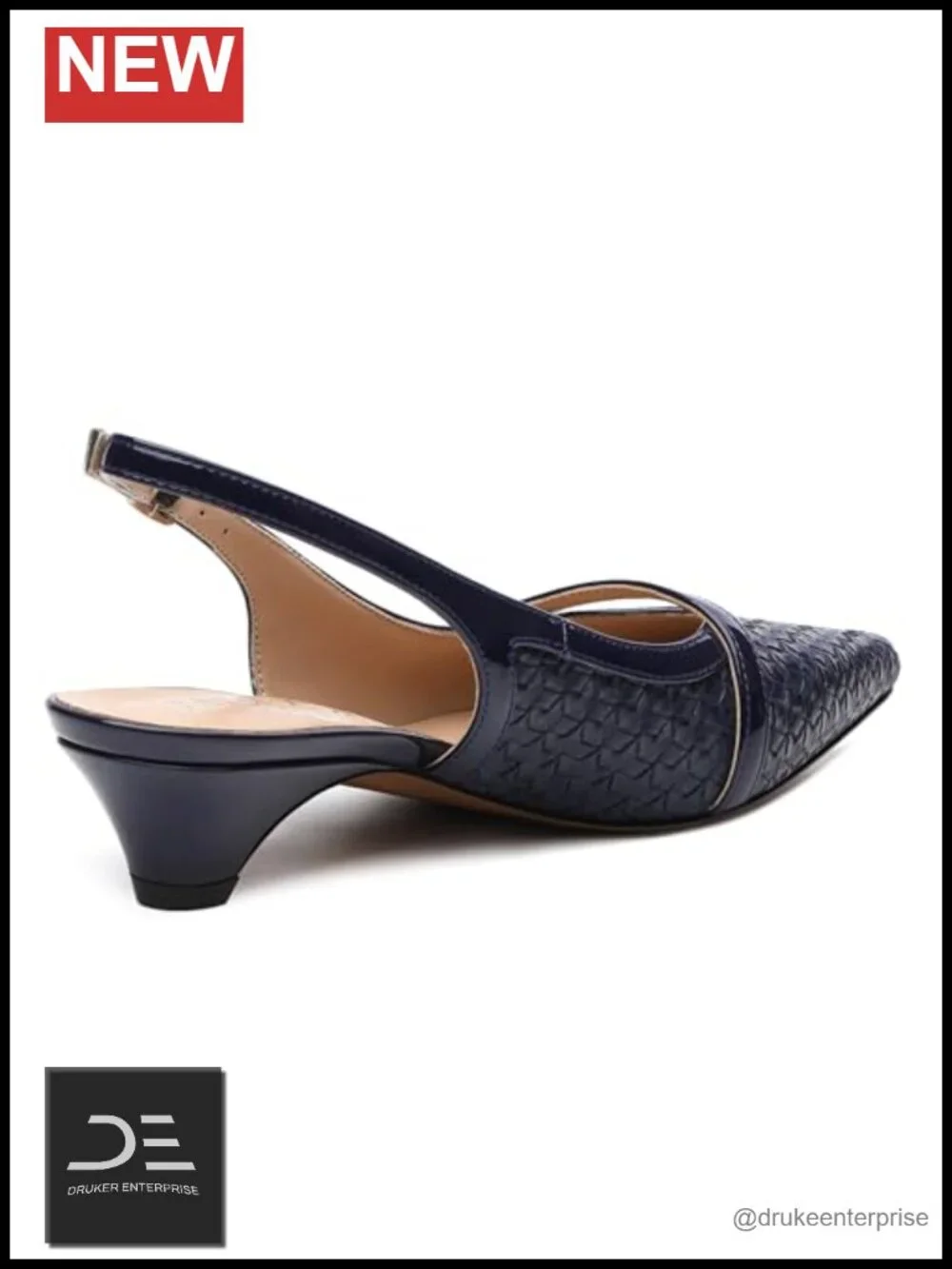 Women's Kitten Heel Slingback Pumps, Pointed Toe Low Heels, Mother of Pearl